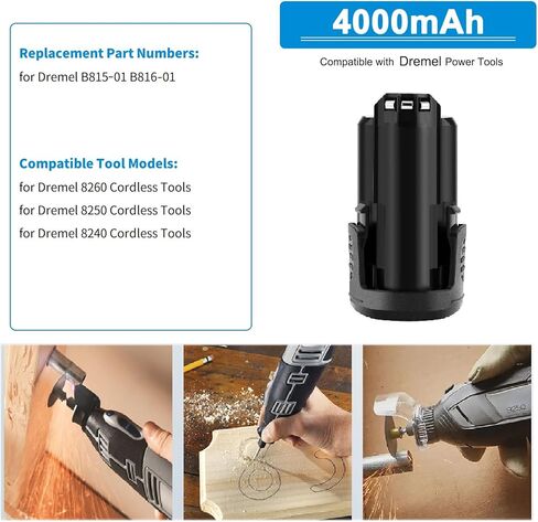 12V 4000mAh Li-ion Battery for Dremel B815-01 B816-01, Compatible with Dremel 8260 8250 8240 Cordless Tools in Kuwait