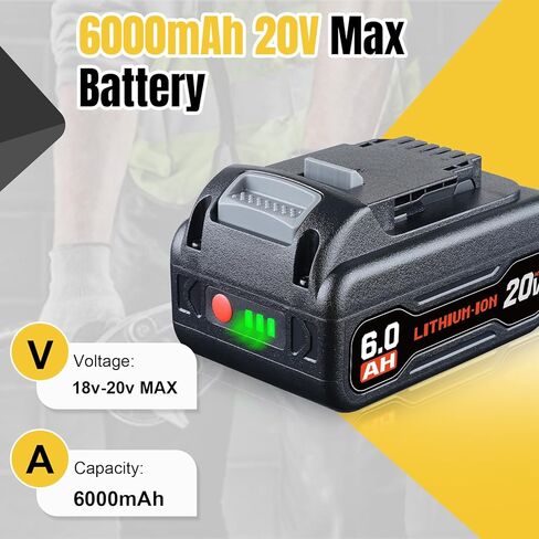 2Pack DCB200 6.0Ah Replacement for Dewalt 20V Max Battery Compatible with Dewalt Battery DCB200 DCB201 DCB203 DCB204 in Kuwait