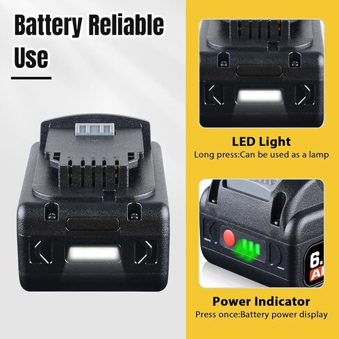 2Pack DCB200 6.0Ah Replacement for Dewalt 20V Max Battery Compatible with Dewalt Battery DCB200 DCB201 DCB203 DCB204 in Kuwait