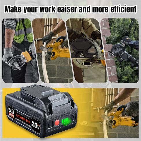 2Pack DCB200 6.0Ah Replacement for Dewalt 20V Max Battery Compatible with Dewalt Battery DCB200 DCB201 DCB203 DCB204 in Kuwait