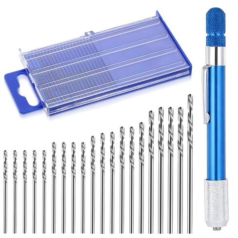 Thinp 21 Pcs Metric Micro Drill Bit Set, Pin Vise Hand Drill Manual HSS Twist Micro Drills Bits with Mini Pin Vise & Plastic Case Hand Jewelry Drilling Tool for Wood Jewelry DIY in Kuwait