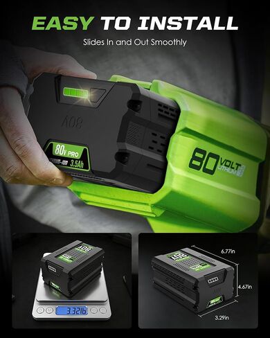 3.5Ah Battery Replacement for Greenworks 80V Battery, 280Wh 1200+ Cycles Li-ion Battery, Fits 75+ Greenworks 80V Power Tools, for Greenworks Pro 80V Lithium Battery in Kuwait