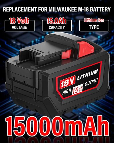 2 حزمة 15.0 أمبير استبدال بطاريات ليثيوم أيون لميلووكي M-18 48-11-1860 متوافق مع بطارية ميلووكي 18 فولت والأدوات اللاسلكية in Kuwait