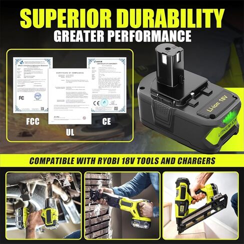 2PACK P108 18V 8.0Ah Battery Replace for Ryobi 18V ONE+ Battery P108 P102 P103 P104 P105 P107 P109 for Ryobi 18Volt Cordless Power Tool in Kuwait