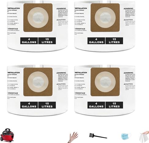 4 Pack 43270 4 Gallon Vacuum Bags for Craftsman 4 Gallon Shop Vac bags CMXEVBE176120 and DeWALT shop vac bags DXV04T Dust Collection Bag, Replacement Part# CMXZVBE43270 in Kuwait