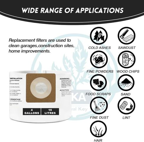 4 Pack 43270 4 Gallon Vacuum Bags for Craftsman 4 Gallon Shop Vac bags CMXEVBE176120 and DeWALT shop vac bags DXV04T Dust Collection Bag, Replacement Part# CMXZVBE43270 in Kuwait