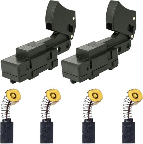 SW77 Trigger On-Off Switch compatible with Skil HD77 and HD77M, 20 Amp, Replaces Skil 2610321608, Ryobi and Ridgid 760245002, with Carbon Brush Set, 2 Pack in Kuwait