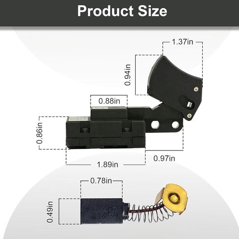 SW77 Trigger On-Off Switch compatible with Skil HD77 and HD77M, 20 Amp, Replaces Skil 2610321608, Ryobi and Ridgid 760245002, with Carbon Brush Set, 2 Pack in Kuwait