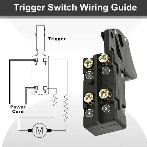 SW77 Trigger On-Off Switch compatible with Skil HD77 and HD77M, 20 Amp, Replaces Skil 2610321608, Ryobi and Ridgid 760245002, with Carbon Brush Set, 2 Pack in Kuwait