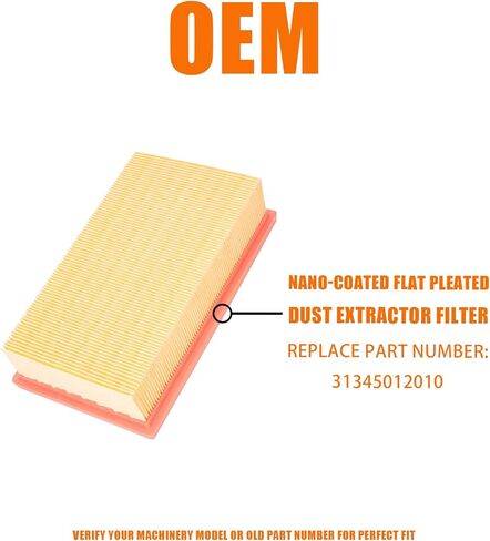 31345012010 Flat Pleated Dust Extractor Filter Compatible with Fein Turbo I and II, Fits Vacuum Models 9-20-27, 9-20-28 in Kuwait
