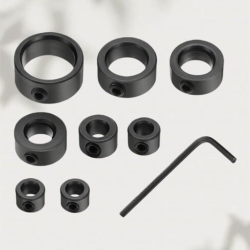 Depth Stop Drill Bit,Stop Collar Set, High Carbon Steel Drill Bit Positioning Ring Split Ring Includes 1/8", 3/16", 1/4", 5/16", 3/8", 7/16", 1/2", 5/8"and Allen Wrench(9Pcs) in Kuwait