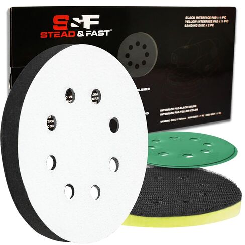Orbital Sander Foam Pad 5 Inch, Soft Foam Sanding Pads for Orbital Sander 2Pcs, 8-Hole Interface Pad with Hook & Loop, Durable Sponge Sanding Pads by S&F STEAD & FAST in Kuwait