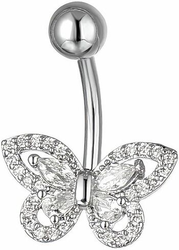 Harlermoon Heart Belly Button Rings CZ Crystal Belly Button Rings 14G Surgical Steel Piercing Jewelry in Saudi Arabia