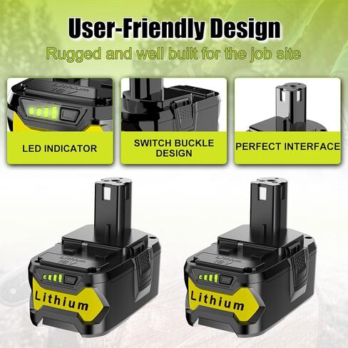 2 حزمة ترقية 8000 مللي أمبير استبدال لبطارية ryobi 18 فولت متوافقة مع بطارية ryobi 18 فولت P108 P102 P103 P104 P105 P107 P109 P122 P190 in Kuwait