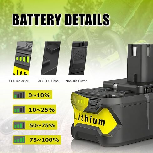 2 حزمة ترقية 8000 مللي أمبير استبدال لبطارية ryobi 18 فولت متوافقة مع بطارية ryobi 18 فولت P108 P102 P103 P104 P105 P107 P109 P122 P190 in Kuwait