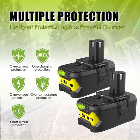 2 حزمة ترقية 8000 مللي أمبير استبدال لبطارية ryobi 18 فولت متوافقة مع بطارية ryobi 18 فولت P108 P102 P103 P104 P105 P107 P109 P122 P190 in Kuwait