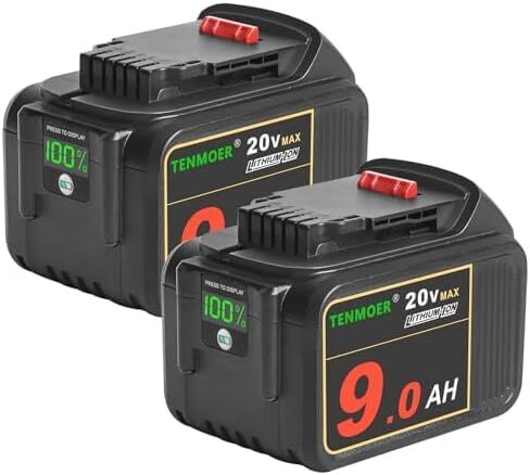 بطارية TENMOER 2-Pack 20V 9.0Ah متوافقة مع استبدال بطارية Dewalt 20V لأدوات Dewalt 20V اللاسلكية in Kuwait