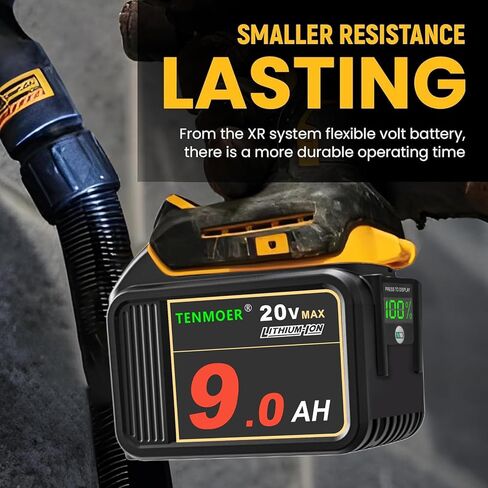 بطارية TENMOER 2-Pack 20V 9.0Ah متوافقة مع استبدال بطارية Dewalt 20V لأدوات Dewalt 20V اللاسلكية in Kuwait