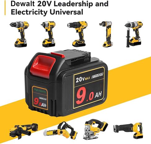 بطارية TENMOER 2-Pack 20V 9.0Ah متوافقة مع استبدال بطارية Dewalt 20V لأدوات Dewalt 20V اللاسلكية in Kuwait