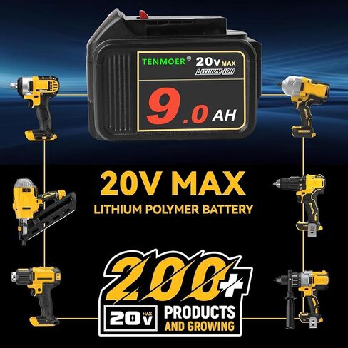بطارية TENMOER 2-Pack 20V 9.0Ah متوافقة مع استبدال بطارية Dewalt 20V لأدوات Dewalt 20V اللاسلكية in Kuwait