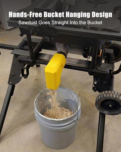 Dust Port Adapter Compatible with DeWalt DWE7485 Table Saw, Tool-Free Installation Dust Collection Accessory with Bucket Hanging Design, Efficient Dust Removal, Yellow in Kuwait