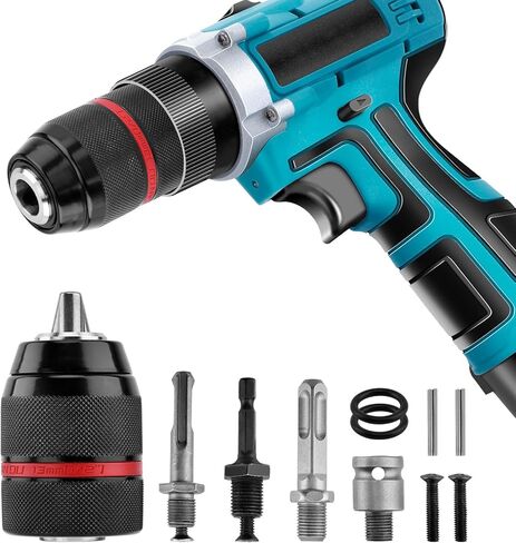 Keyless Drill Chuck, 1/2-20UNF Mount 1.5-13mm Self-tighten Drill Chuck Quick Change Impact, 3/8" to 1/2" (Black) in Kuwait
