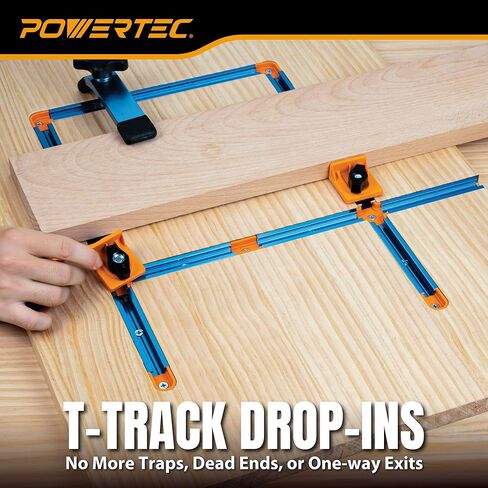 POWERTEC T-Track End Caps, Drop-in T-Track Channel Covers for 3/4" × 3/8" Grooves, Compatible with 1/4" & 5/16" T-Bolts, Modular System for Jigs, Router Tables, and Workbenches, 8PK (72352) in Kuwait