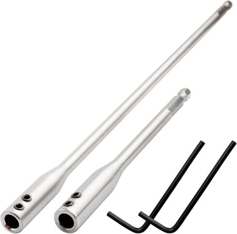 Mesee 2 Pieces 1/4 Extension Drill Bit Set for Round Shank Drill Bits, 150mm & 300mm Extra Long Wood Spade Bit Extension with Allen Keys Forstner Bits Holder Extension Rod with 1/4 Hex Shank in Kuwait