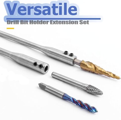 Mesee 2 Pieces 1/4 Extension Drill Bit Set for Round Shank Drill Bits, 150mm & 300mm Extra Long Wood Spade Bit Extension with Allen Keys Forstner Bits Holder Extension Rod with 1/4 Hex Shank in Kuwait