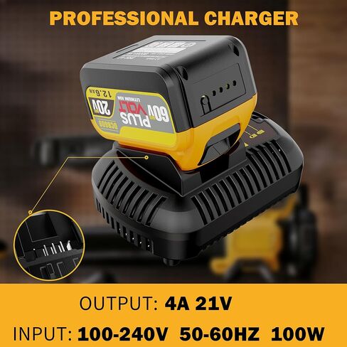 12.6Ah 20V/60V FLEX MAX Compatible with Dewalt Lithium Ion Battery and Charge Combo, with High Capacity Batteries 60 Volt Baterías DCB606 DCB609 DCB612 DCB615(2 Pack MAX 12.6Amp 60Volt Combo) in Kuwait