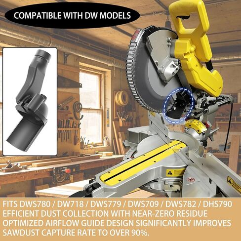 Miter Saw Dust Collection Adapter, Vacuum Hose Connector, Dust Collection Upgrade Compatible with DWS779/DWS780, Thickened Rubber Baffle, Improved Dust Port for 12-Inch Sliding Miter Saw Accessory in Kuwait