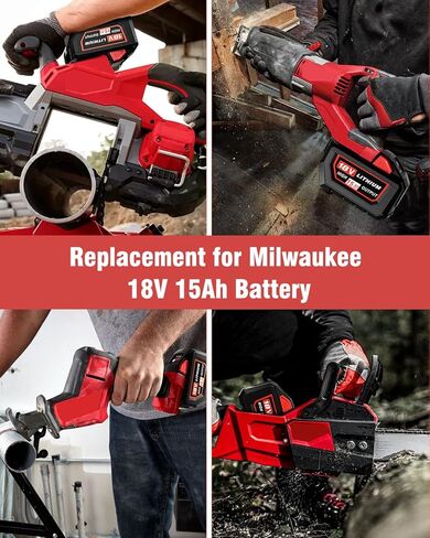 HOCHSTERN 2Pack 15.0Ah Replacement for Milwaukee M18 Battery and Charger Combo Compatible with Milwaukee 18V Battery and 18 Volt Cordless Power Tools (Red) in Kuwait
