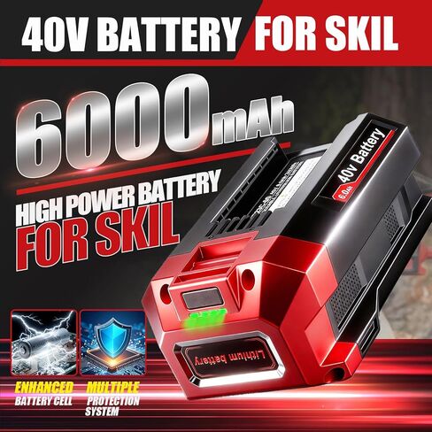 40V 6.0Ah Replacement Battery for SKIL PWRCore 40V Battery PWR CORE 40 Lithium Battery BY8708C-01 BY8723C-00, Compatible with SKIL PWRCore 40Volt Cordless Power Tools in Kuwait