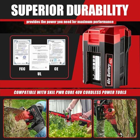 40V 6.0Ah Replacement Battery for SKIL PWRCore 40V Battery PWR CORE 40 Lithium Battery BY8708C-01 BY8723C-00, Compatible with SKIL PWRCore 40Volt Cordless Power Tools in Kuwait