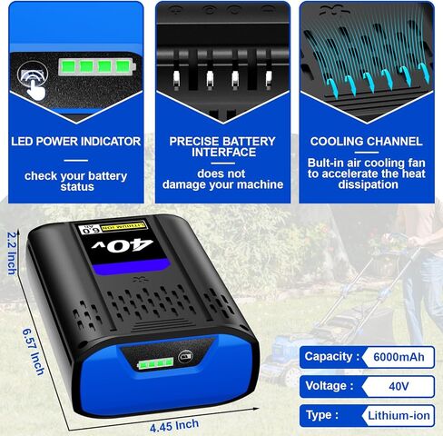 40V 6.0Ah Battery and Charger Kit, Compatible with Kobalt 40V Max Battery KB440-03 KB540C-06 KB540-06 KB2540C-06 KB640-03 KB240-06 in Kuwait