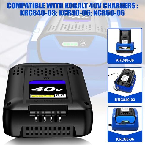 40V 6.0Ah Battery and Charger Kit, Compatible with Kobalt 40V Max Battery KB440-03 KB540C-06 KB540-06 KB2540C-06 KB640-03 KB240-06 in Kuwait