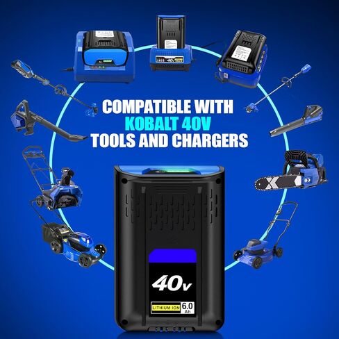40V 6.0Ah Battery and Charger Kit, Compatible with Kobalt 40V Max Battery KB440-03 KB540C-06 KB540-06 KB2540C-06 KB640-03 KB240-06 in Kuwait