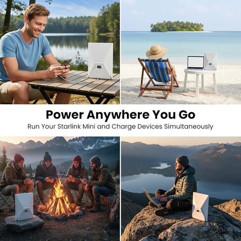 Gearwiz Battery Pack for Starlink Mini, 129.5Wh 35000mAh Portable Power Bank, Up to 5 Hours Runtime, Custom-Fit Back Mount, USB-C Charging Port, Screen Display, for Camping RV Travel in Kuwait