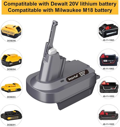 DM18DSV7V8 محول محول البطارية تحويل ديوالت DCB205 20 فولت بطاريات ليثيوم أيون ميلووكي M18 18 فولت بطارية لبطارية V7 V8 V7/V8 الحيوان موتورهيد المطلق مكانس لاسلكية in Kuwait