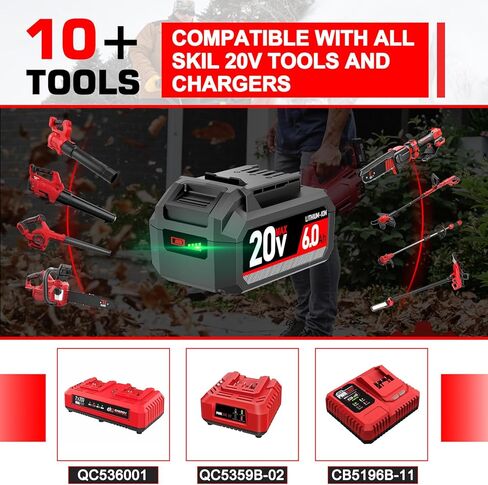 20V 6.0Ah Replacement for Skil 20V Battery BY519601 BY519603 BY519702 Cordless Power Tools Battery Compatible with PWRCORE 20V Series Cordless Power Tools, for PWRCore Skil Battery in Kuwait