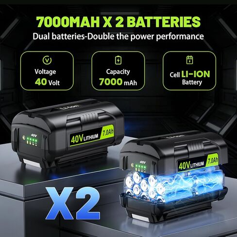 2 حزمة 7.0Ah استبدال لبطارية Ryobi 40V 40V OP4050 بطارية ليثيوم متوافقة مع البطارية، OP4040، OP4040A1، OP40401، OP40404، OP4050A، OP40501، OP4060، OP4060A، OP40601، OP4075A 40V أدوات كهربائية in Kuwait