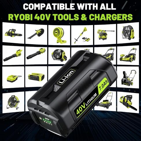 2 حزمة 7.0Ah استبدال لبطارية Ryobi 40V 40V OP4050 بطارية ليثيوم متوافقة مع البطارية، OP4040، OP4040A1، OP40401، OP40404، OP4050A، OP40501، OP4060، OP4060A، OP40601، OP4075A 40V أدوات كهربائية in Kuwait