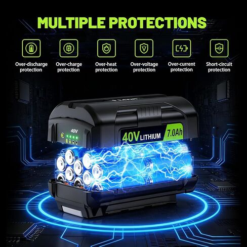 2 حزمة 7.0Ah استبدال لبطارية Ryobi 40V 40V OP4050 بطارية ليثيوم متوافقة مع البطارية، OP4040، OP4040A1، OP40401، OP40404، OP4050A، OP40501، OP4060، OP4060A، OP40601، OP4075A 40V أدوات كهربائية in Kuwait