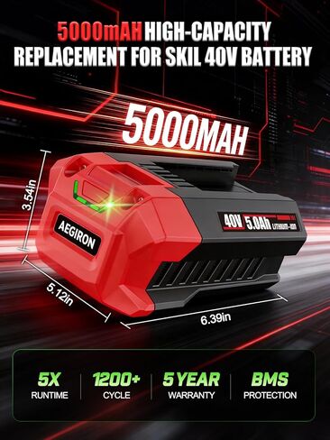 استبدال بطارية Skil PWRCore 40V 5.0Ah، متوافقة مع أدوات طاقة بطارية ليثيوم-Lon بقدرة 40 فولت من Skil، لبطارية PWRCore 40V BY8705-00 BY8708-00 BY8708C-01 BY8723C-00 in Kuwait