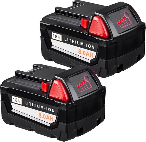 2 Pack 8.0ah Replacement for Milwaukee m18 Battery 48-11-1860 18v Replacement 18 Volt Max Battery Cordless Tool 2646-22CT 2643-21CT 2641-21CT 2646-21CT 2646-20 Lithium-Ion Battery Pack in Kuwait