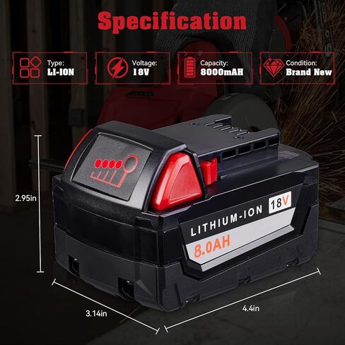 2 Pack 8.0ah Replacement for Milwaukee m18 Battery 48-11-1860 18v Replacement 18 Volt Max Battery Cordless Tool 2646-22CT 2643-21CT 2641-21CT 2646-21CT 2646-20 Lithium-Ion Battery Pack in Kuwait