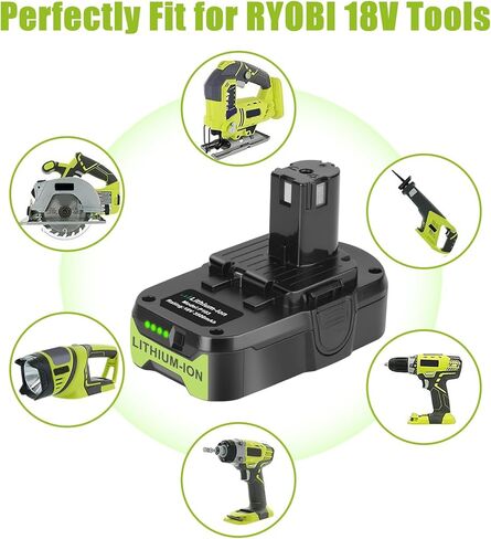 2 حزمة بطارية P102 18 فولت مع مجموعة شاحن P117 متوافقة مع بطارية RYOBI 18 فولت P103 P104 P105 P108 P197 P189 PBP005 أدوات كهربائية لاسلكية in Kuwait