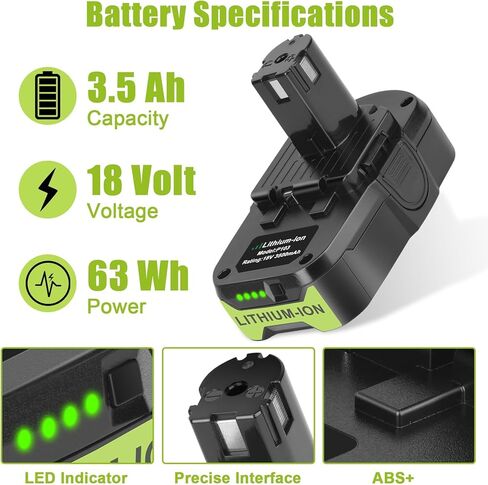 2 حزمة بطارية P102 18 فولت مع مجموعة شاحن P117 متوافقة مع بطارية RYOBI 18 فولت P103 P104 P105 P108 P197 P189 PBP005 أدوات كهربائية لاسلكية in Kuwait