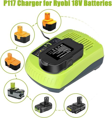 2 حزمة بطارية P102 18 فولت مع مجموعة شاحن P117 متوافقة مع بطارية RYOBI 18 فولت P103 P104 P105 P108 P197 P189 PBP005 أدوات كهربائية لاسلكية in Kuwait