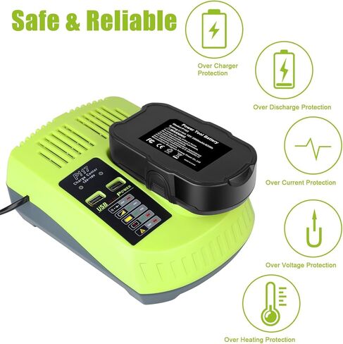 2 حزمة بطارية P102 18 فولت مع مجموعة شاحن P117 متوافقة مع بطارية RYOBI 18 فولت P103 P104 P105 P108 P197 P189 PBP005 أدوات كهربائية لاسلكية in Kuwait